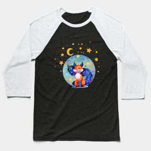 Galaxy Moon Dream Fox Baseball T-Shirt